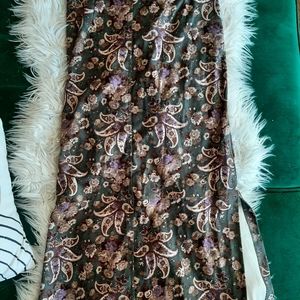 VTG green and lavender paisley skirt